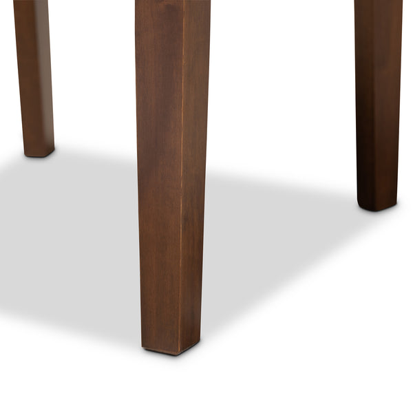 Baxton Studio Caron Modern and Contemporary Grey Fabric Upholstered Walnut Brown Finished Wood 5-Piece Dining Set