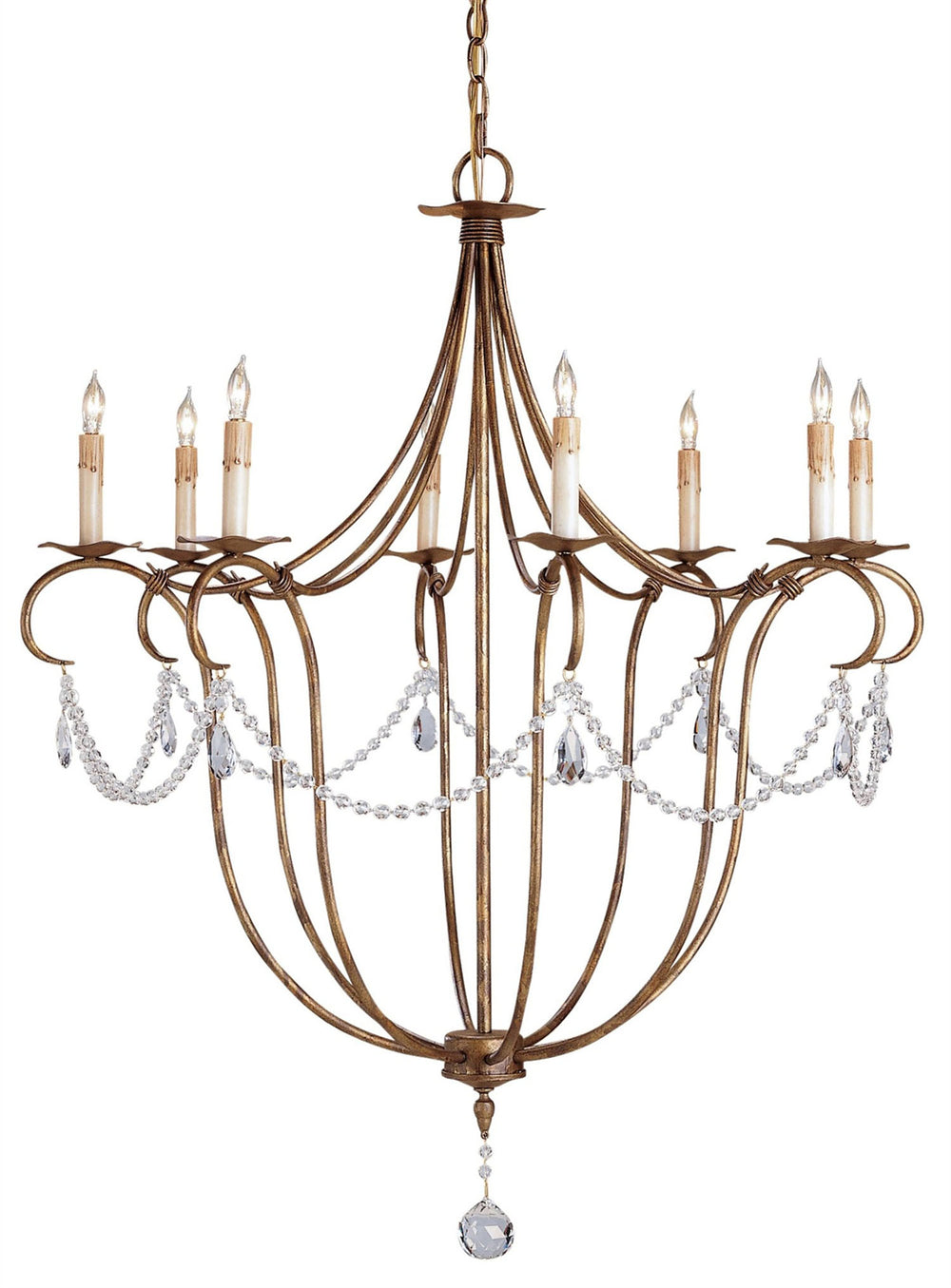 Crystal Lights Gold Large Chandelier - Luxurious Wrought Iron & Crystal Design for Elegant Spaces