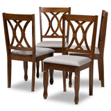Augustine Modern and Contemporary Grey Fabric Upholstered and Walnut Brown Finished Wood 4-Piece Dining Chair Set Set
