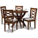 Baxton Studio Aspen Modern and Contemporary Grey Fabric Upholstered and Walnut Brown Finished Wood 5-Piece Dining Set