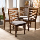 Baxton Studio Elijah Modern and Contemporary Grey Fabric Upholstered and Walnut Brown Finished Wood 4-Piece Dining Chair Set