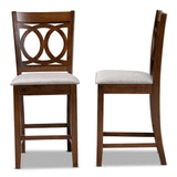 Lenoir Modern and Contemporary Grey Fabric Upholstered Walnut Brown Finished Wood 2-Piece Counter Height Pub Chair Set