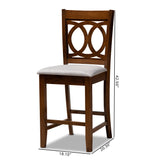 Lenoir Modern and Contemporary Grey Fabric Upholstered Walnut Brown Finished Wood 2-Piece Counter Height Pub Chair Set