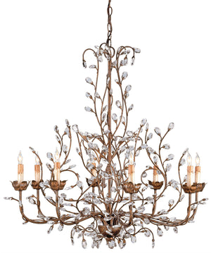 Crystal Bud Cupertino Large Chandelier - Elegant Faceted Crystals with Rustic Metal Frame Design
