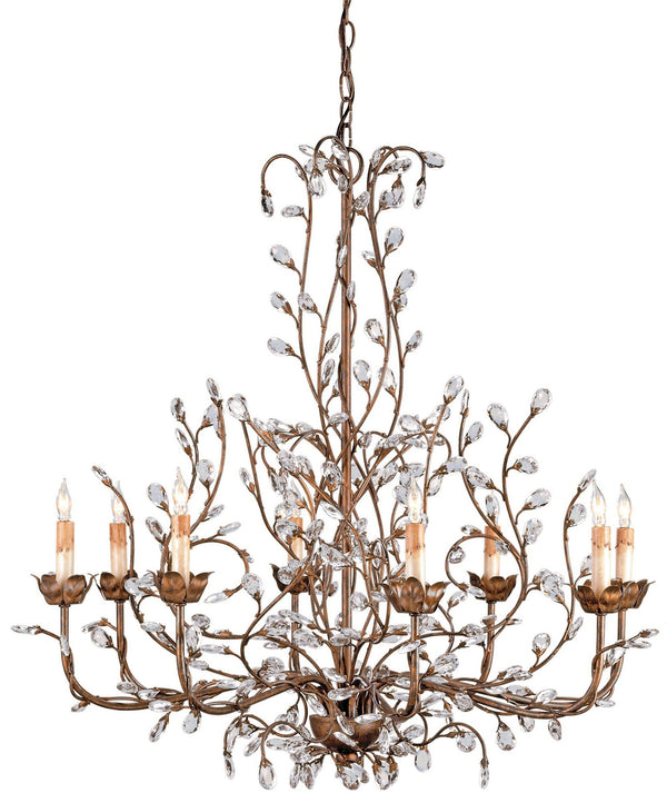 Crystal Bud Cupertino Large Chandelier - Elegant Faceted Crystals with Rustic Metal Frame Design