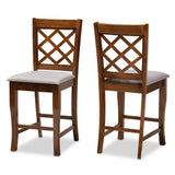 Aria Modern and Contemporary Grey Fabric Upholstered and Walnut Brown Finished Wood 2-Piece Counter Height Pub Chair Set