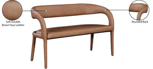 Sylvester Faux Leather / Engineered Wood / Foam Contemporary Brown Faux Leather Bench - 51.5" W x 22" D x 31" H