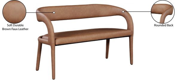 Sylvester Faux Leather / Engineered Wood / Foam Contemporary Brown Faux Leather Bench - 51.5" W x 22" D x 31" H