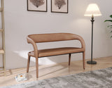 Sylvester Faux Leather / Engineered Wood / Foam Contemporary Brown Faux Leather Bench - 51.5" W x 22" D x 31" H