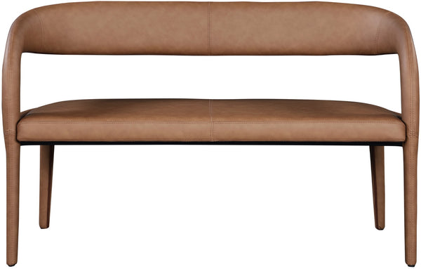 Sylvester Faux Leather / Engineered Wood / Foam Contemporary Brown Faux Leather Bench - 51.5" W x 22" D x 31" H