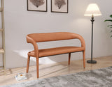 Sylvester Faux Leather / Engineered Wood / Foam Contemporary Cognac Faux Leather Bench - 51.5" W x 22" D x 31" H