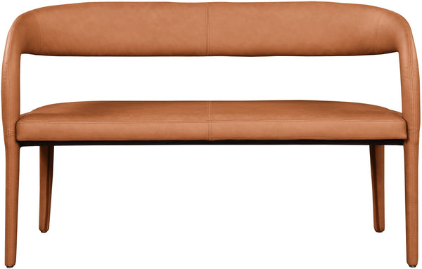 Sylvester Faux Leather / Engineered Wood / Foam Contemporary Cognac Faux Leather Bench - 51.5" W x 22" D x 31" H