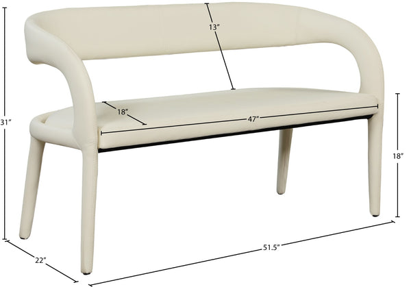 Sylvester Faux Leather / Engineered Wood / Foam Contemporary Cream Faux Leather Bench - 51.5" W x 22" D x 31" H