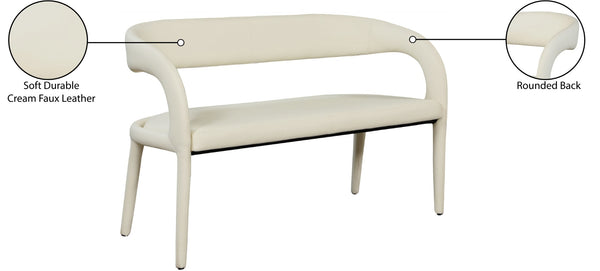 Sylvester Faux Leather / Engineered Wood / Foam Contemporary Cream Faux Leather Bench - 51.5" W x 22" D x 31" H