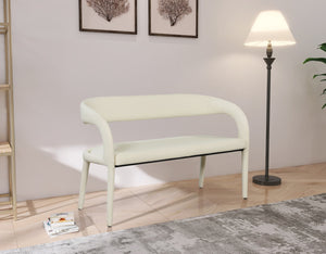 Sylvester Faux Leather / Engineered Wood / Foam Contemporary Cream Faux Leather Bench - 51.5" W x 22" D x 31" H