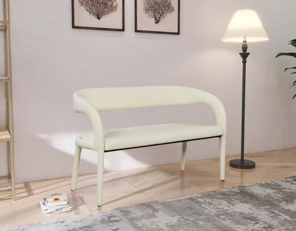 Sylvester Faux Leather / Engineered Wood / Foam Contemporary Cream Faux Leather Bench - 51.5" W x 22" D x 31" H