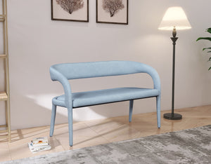 Sylvester Faux Leather / Engineered Wood / Foam Contemporary Light Blue Faux Leather Bench - 51.5" W x 22" D x 31" H