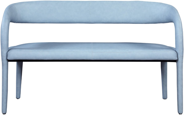 Sylvester Faux Leather / Engineered Wood / Foam Contemporary Light Blue Faux Leather Bench - 51.5" W x 22" D x 31" H