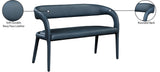 Sylvester Faux Leather / Metal / Engineered Wood / Foam Contemporary Navy Faux Leather Bench - 51.5" W x 22" D x 31" H