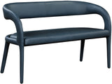 Sylvester Faux Leather / Metal / Engineered Wood / Foam Contemporary Navy Faux Leather Bench - 51.5" W x 22" D x 31" H