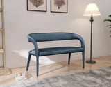 Sylvester Faux Leather / Metal / Engineered Wood / Foam Contemporary Navy Faux Leather Bench - 51.5" W x 22" D x 31" H