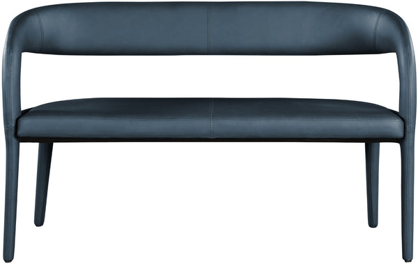 Sylvester Faux Leather / Metal / Engineered Wood / Foam Contemporary Navy Faux Leather Bench - 51.5" W x 22" D x 31" H