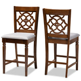 Oscar Modern and Contemporary Grey Fabric Upholstered and Walnut Brown Finished Wood 2-Piece Counter Height Pub Chair Set