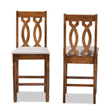 Darcie Modern and Contemporary Grey Fabric Upholstered and Walnut Brown Finished Wood 2-Piece Counter Stool Set
