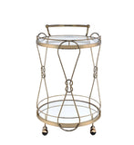 Zekera Glam/Industrial Serving Cart Shelves) Clear Tempered Glass, 5mm Mirror • METAL FRAM) Champagne 98940-ACME