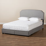 Baxton Studio Larese Light Grey Fabric Upholstered 2-Drawer Queen Size Platform Storage Bed