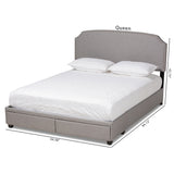 Baxton Studio Larese Light Grey Fabric Upholstered 2-Drawer Queen Size Platform Storage Bed