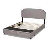 Baxton Studio Larese Light Grey Fabric Upholstered 2-Drawer Queen Size Platform Storage Bed