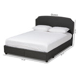 Baxton Studio Larese Dark Grey Fabric Upholstered 2-Drawer Queen Size Platform Storage Bed