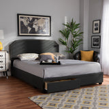 Baxton Studio Larese Dark Grey Fabric Upholstered 2-Drawer Queen Size Platform Storage Bed