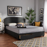 Baxton Studio Larese Dark Grey Fabric Upholstered 2-Drawer King Size Platform Storage Bed