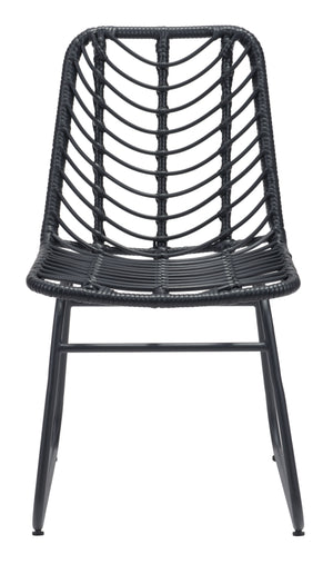 Zuo Modern Laporte Steel, Polyethylene Modern Commercial Grade Dining Chair Set - Set of 2 Black Steel, Polyethylene