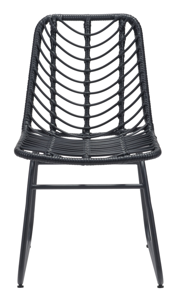 Zuo Modern Laporte Steel, Polyethylene Modern Commercial Grade Dining Chair Set - Set of 2 Black Steel, Polyethylene