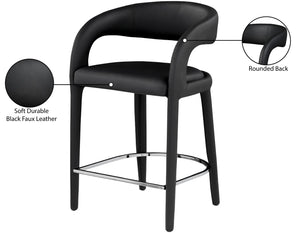 Sylvester Faux Leather / Metal / Engineered Wood / Foam Contemporary Black Faux Leather Stool - 23.5" W x 22" D x 37.5" H