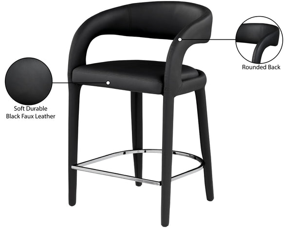 Sylvester Faux Leather / Metal / Engineered Wood / Foam Contemporary Black Faux Leather Stool - 23.5" W x 22" D x 37.5" H