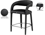 Sylvester Faux Leather / Metal / Engineered Wood / Foam Contemporary Black Faux Leather Stool - 23.5" W x 22" D x 37.5" H