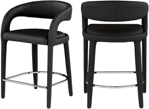 Sylvester Faux Leather / Metal / Engineered Wood / Foam Contemporary Black Faux Leather Stool - 23.5" W x 22" D x 37.5" H