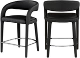 Sylvester Faux Leather / Metal / Engineered Wood / Foam Contemporary Black Faux Leather Stool - 23.5" W x 22" D x 37.5" H