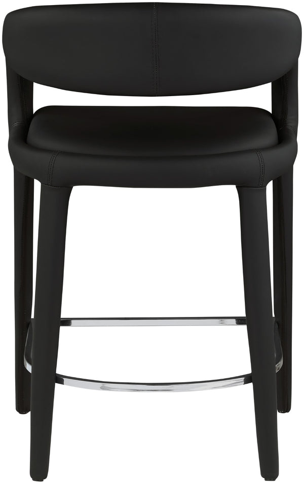 Sylvester Faux Leather / Metal / Engineered Wood / Foam Contemporary Black Faux Leather Stool - 23.5" W x 22" D x 37.5" H
