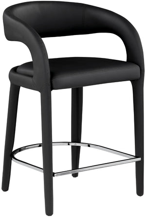 Sylvester Faux Leather / Metal / Engineered Wood / Foam Contemporary Black Faux Leather Stool - 23.5" W x 22" D x 37.5" H