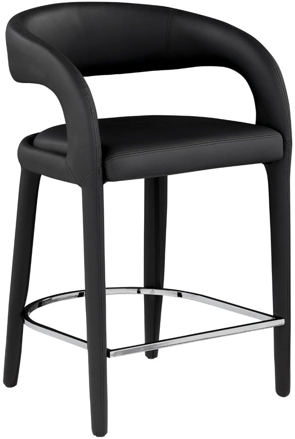 Sylvester Faux Leather / Metal / Engineered Wood / Foam Contemporary Black Faux Leather Stool - 23.5" W x 22" D x 37.5" H