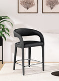 Sylvester Faux Leather / Metal / Engineered Wood / Foam Contemporary Black Faux Leather Stool - 23.5" W x 22" D x 37.5" H