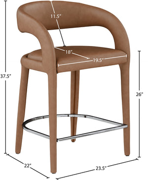 Sylvester Faux Leather / Metal / Engineered Wood / Foam Contemporary Brown Faux Leather Stool - 23.5" W x 22" D x 37.5" H