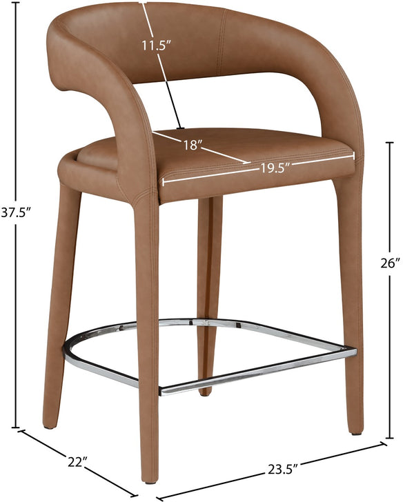 Sylvester Faux Leather / Metal / Engineered Wood / Foam Contemporary Brown Faux Leather Stool - 23.5" W x 22" D x 37.5" H