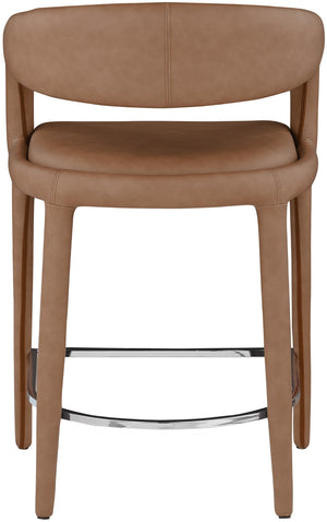 Sylvester Faux Leather / Metal / Engineered Wood / Foam Contemporary Brown Faux Leather Stool - 23.5" W x 22" D x 37.5" H