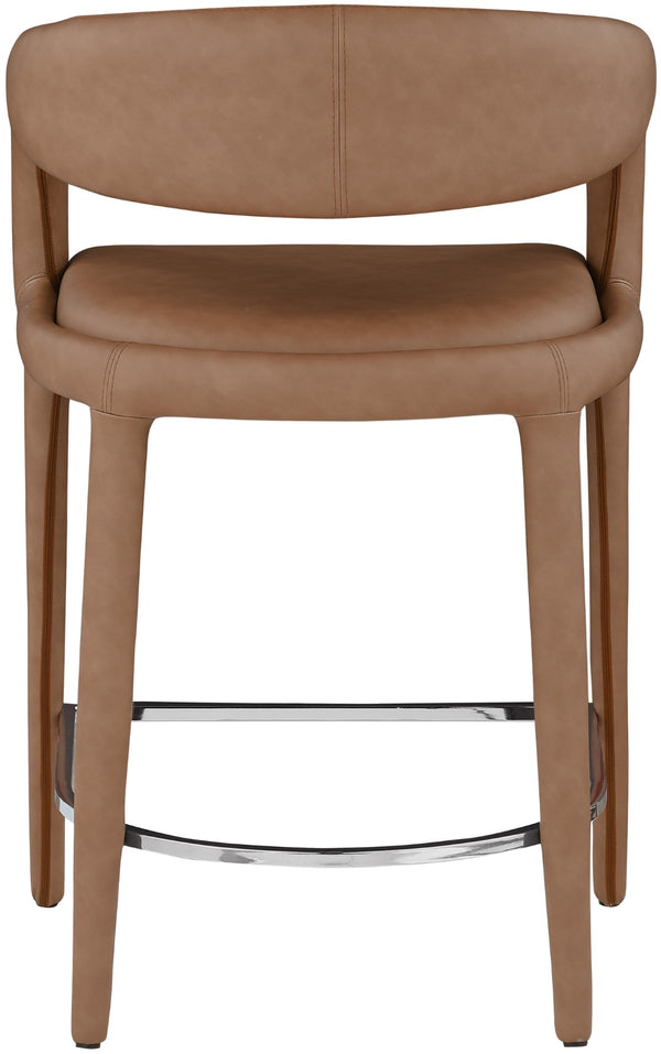 Sylvester Faux Leather / Metal / Engineered Wood / Foam Contemporary Brown Faux Leather Stool - 23.5" W x 22" D x 37.5" H